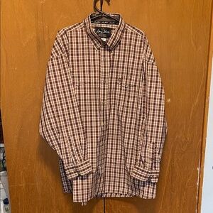 George Strait Collection Wrangler Brown and Cream Plaid Shirt